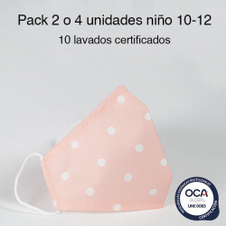 Mascarilla higiénica reutilizable Topo Rosa Infantil UNE 0065 Pack 4 ud
