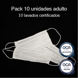 Mascarilla higiénica reutilizable Adulto UNE 0065 y CWA 17553 Pack 10 Ud