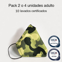 Mascarilla higiénica reutilizable Bandera España Adulto UNE 0065 Pack 4 ud