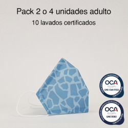Mascarilla higiénica reutilizable Mosaico Adulto UNE 0065 y CWA 17553 Pack 2 o 4 ud