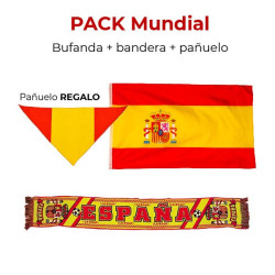 Pack mundial bufanda + bandera + pañuelo de regalo